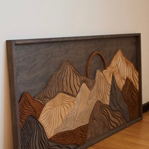 20x24 Mountain Landscape Framed Wall Art – Hearth & Hand With Magnolia, Horizontal, Brown Frame