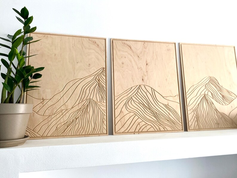 Mountain Wood Wall Art Wood Wall Decor Boho Wood Wall Art Etsy