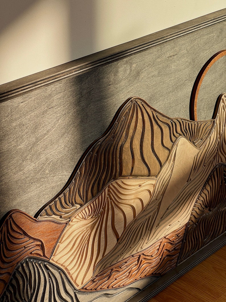 Mountain Wood Wall Art, Extra Large Wood Wall Art, Mountain Wood Decor