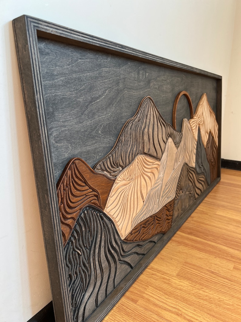 Mountain Wood Wall Art, Extra Large Wood Wall Art, Mountain Wood Decor
