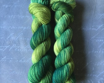 Sock yarn, hand dyed, JUNGLE