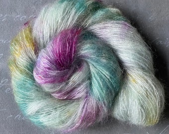 Mohair silk yarn, hand dyed, GARDEN PARTY