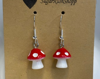 Cute magic mushroom earrings, Amanita Red Mushroom earrings, Novelty earrings, Fungi Jewelry, Mushroom Gift, Novelty Funky, Cute, Cottage