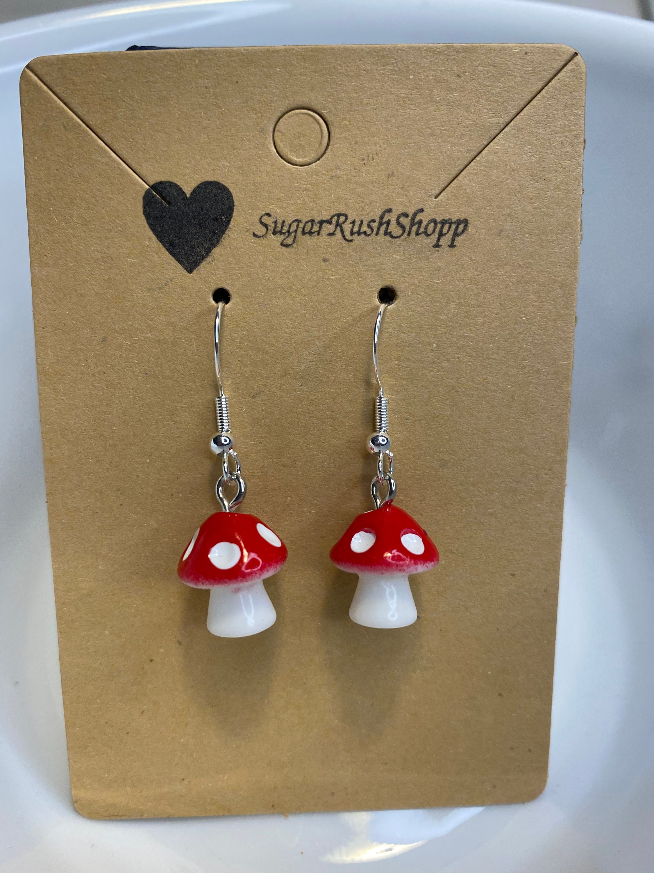 Cute magic mushroom earrings, Amanita Red Mushroom earrings, Novelty …