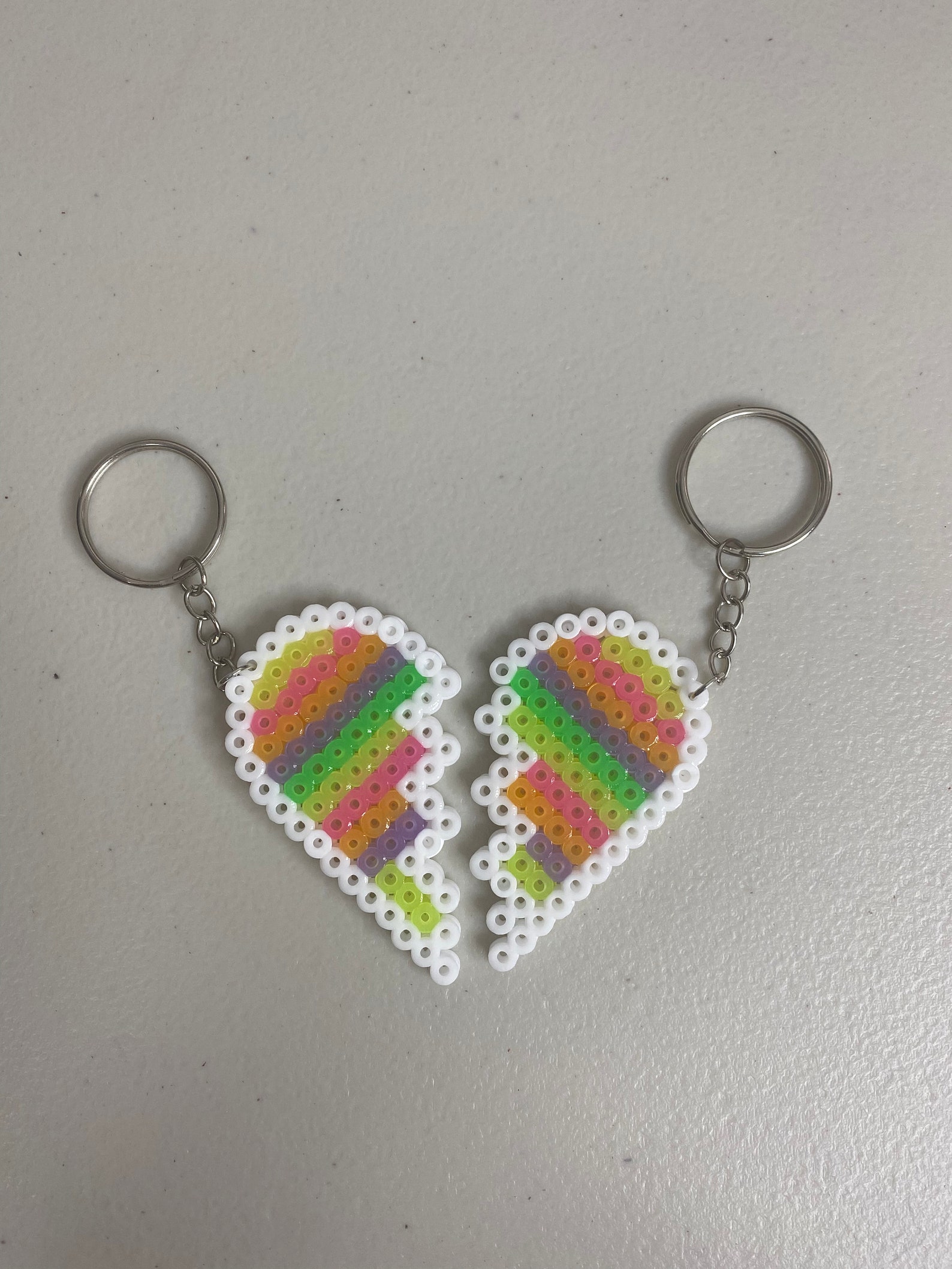 BFF Glow in the Dark Perler Bead Keychains Etsy