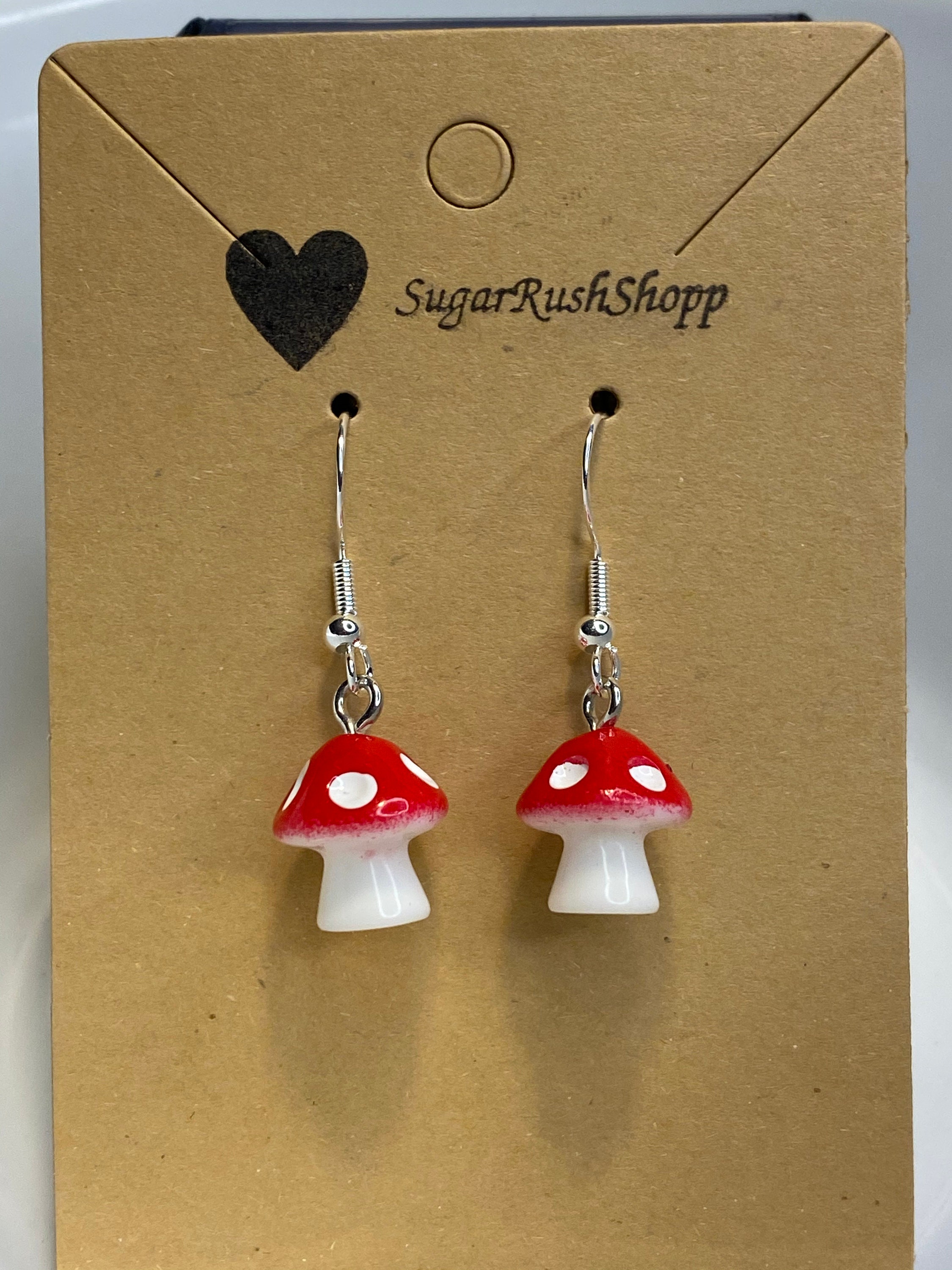 Cute Magic Mushroom Earrings Amanita Red Mushroom Earrings