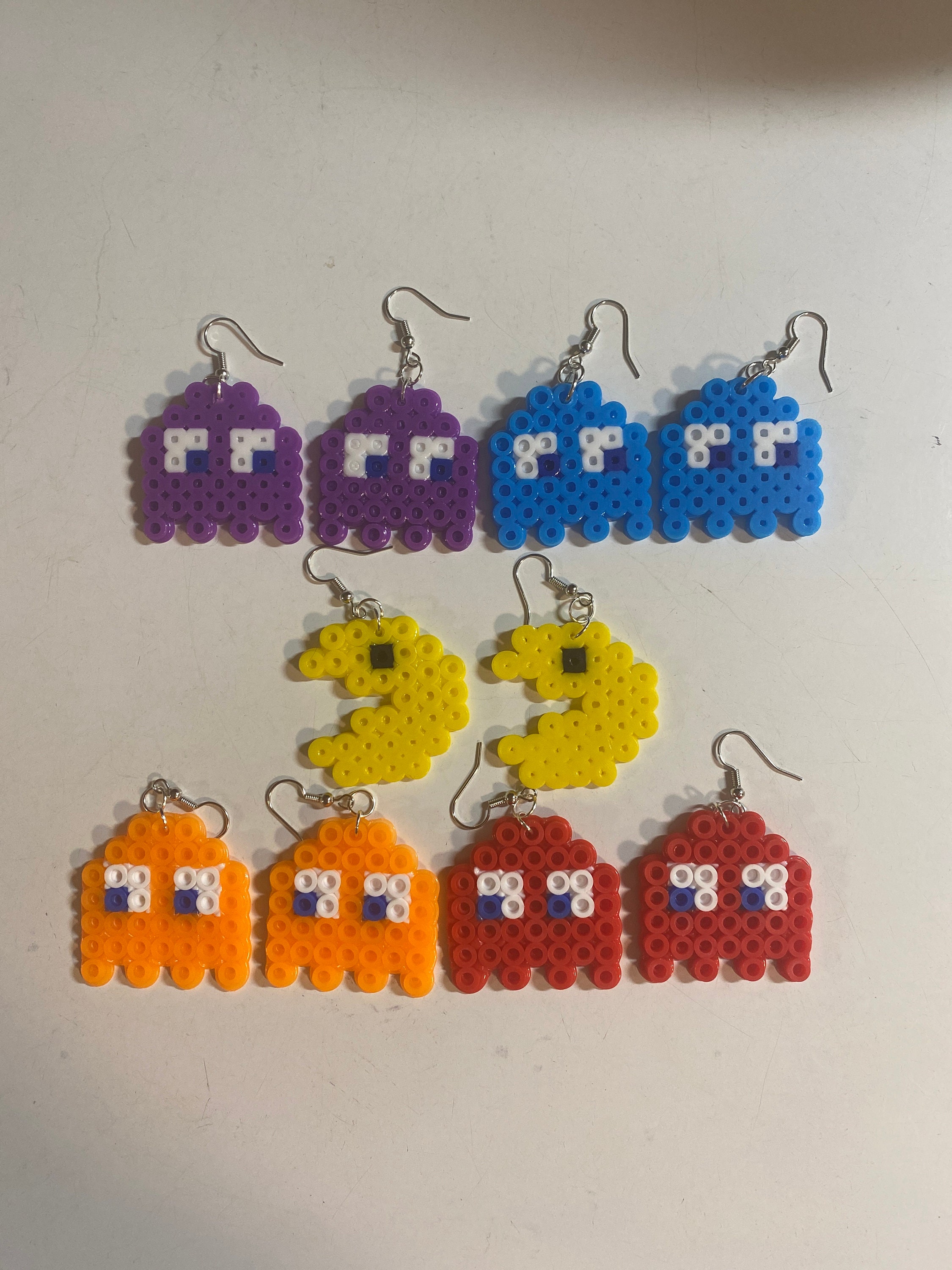 Handmade Earrings Perler Bead Pac-man Earrings Ghosts | Etsy