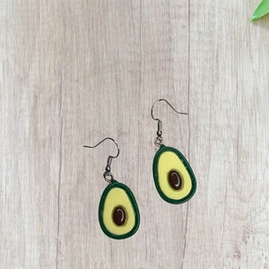 Avacado earrings, fruit earrings, nickel free hooks