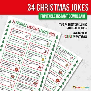 PRINTABLE Christmas Cracker Jokes // DIY Cracker Jokes // A4 Format // DOWNLOADABLE - Etsy
