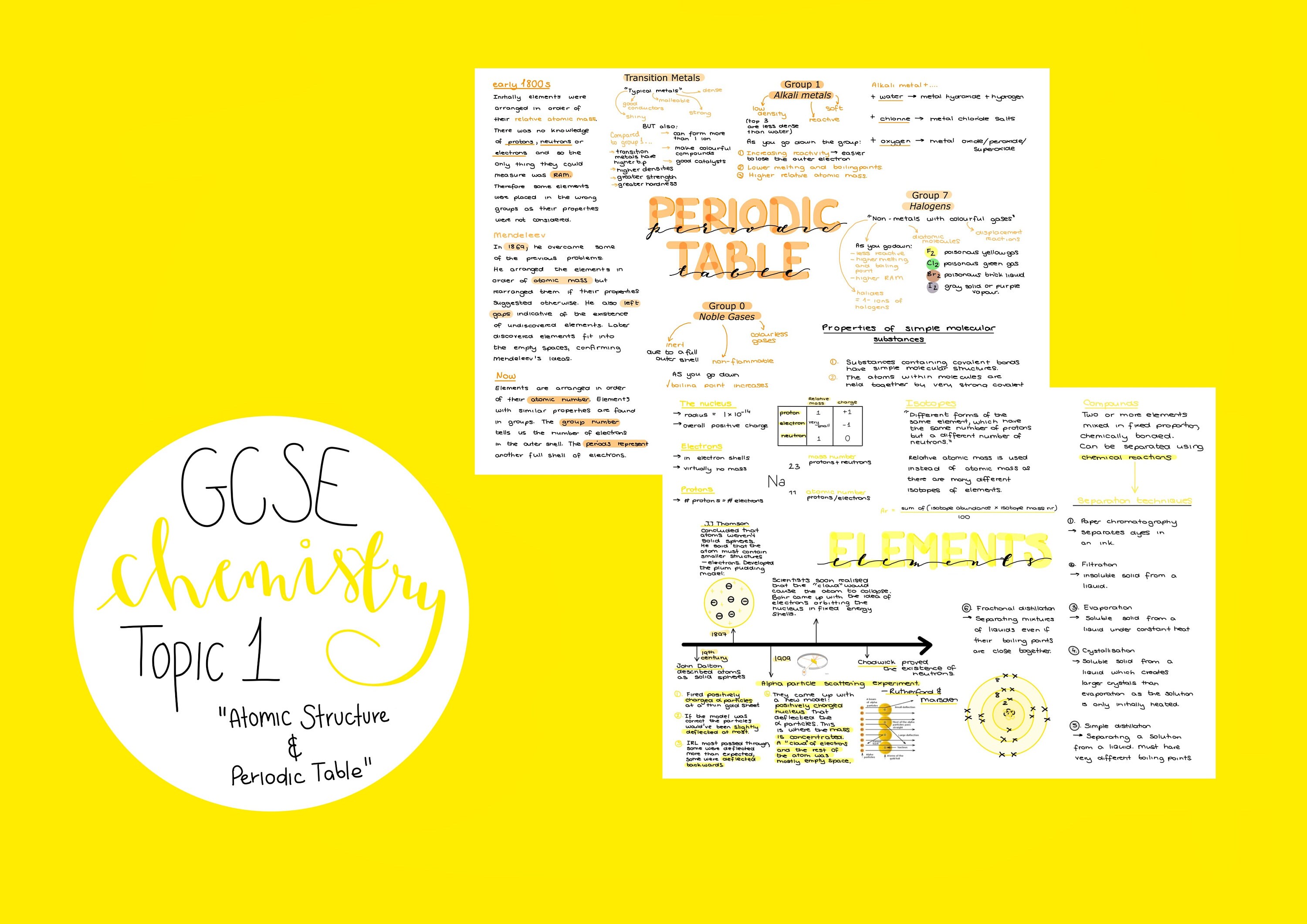 gcse chemistry revision notes topic 1 atomic structure and etsy