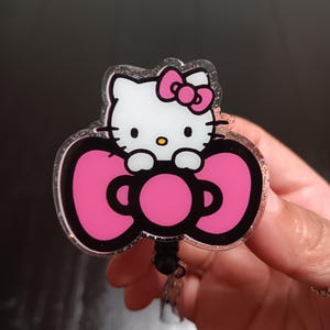 Pink Kitty Bow Badge Reel