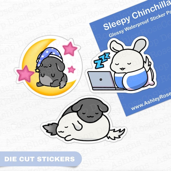 Sleepy Chinchillas Glossy Waterproof Sticker Pack