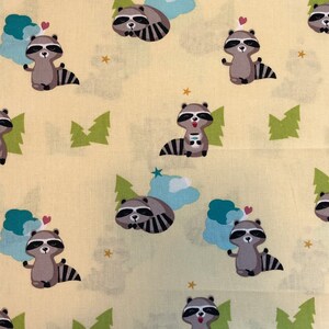 Raccoons on yellow -  washable, reusable cotton face mask