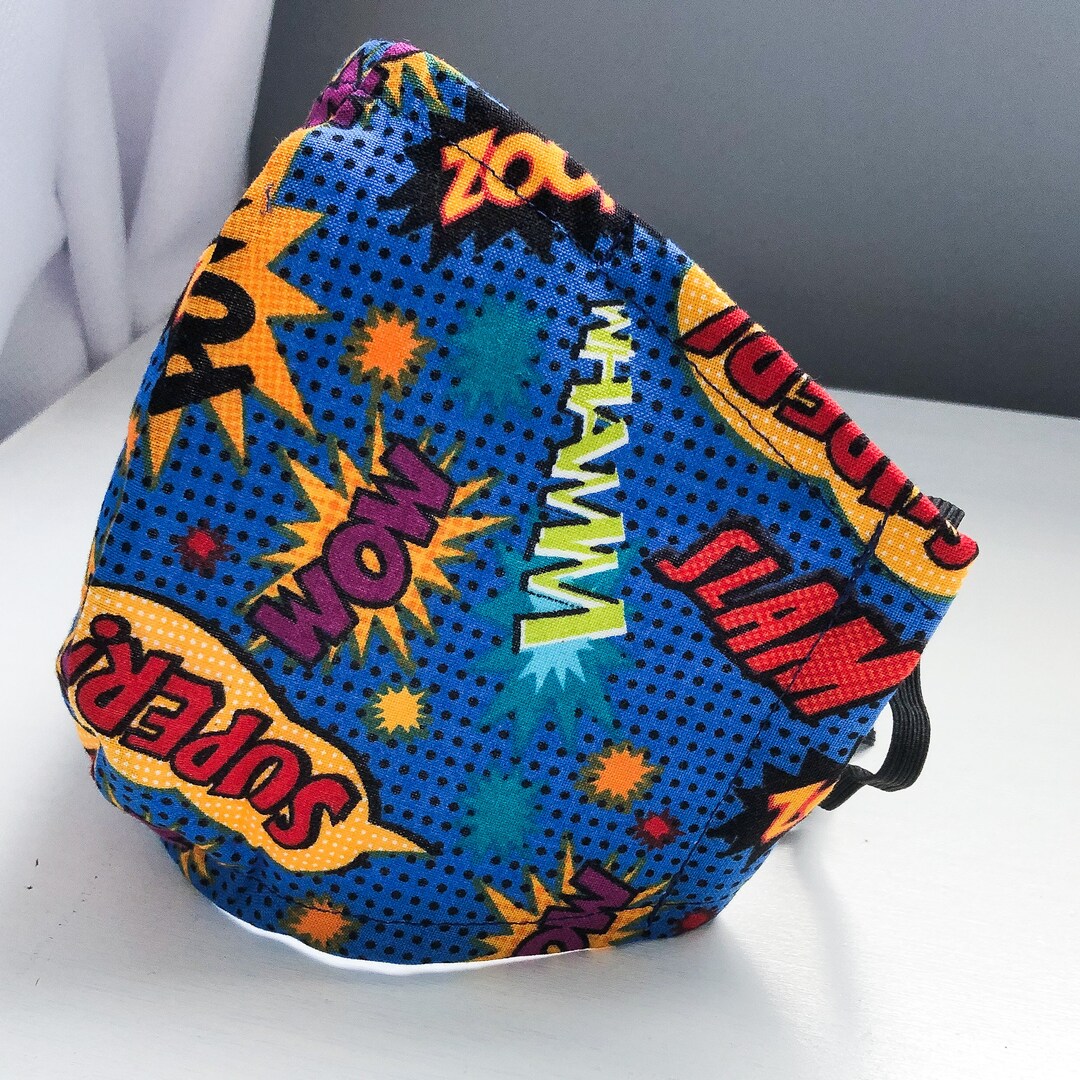 Comic Star Mask Blue Superhero Comic Face Mask - Adjustable Nose and Ear Loops - Etsy UK