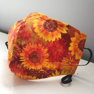 Fall Sunflowers - adjustable nose and ear loops