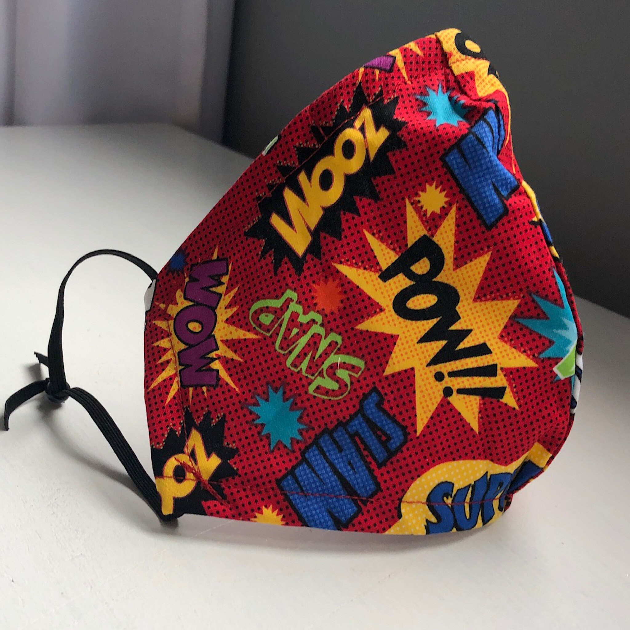 Red Superhero Comic Face Mask Adjustable Nose and Ear Loops Etsy Israel