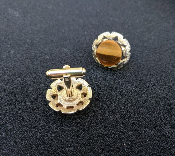 Vintage Oval CufflinksTie Tack SetGold ToneGenuine TIGER EYE StoneWedding JewelryMen/'s GiftFormal WearGentleman Style1960/'s