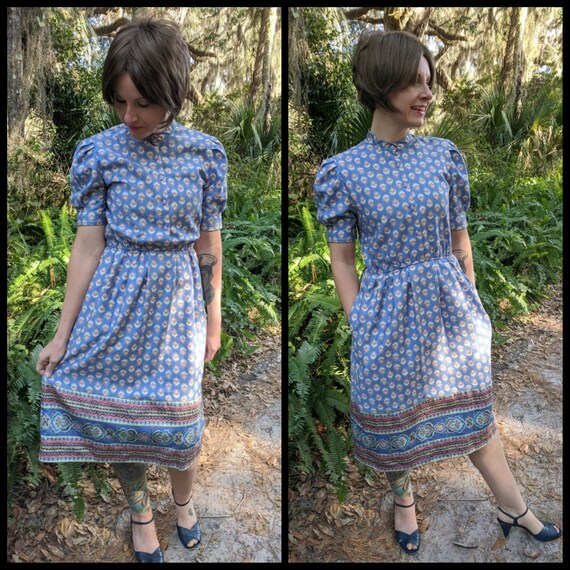 1980's Petrina floral print dress, mid century sty