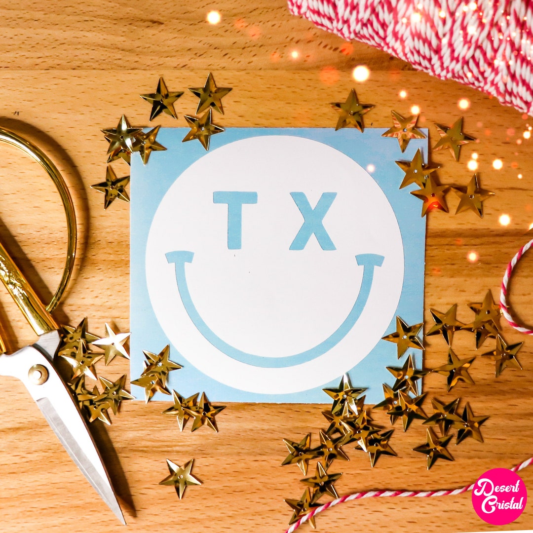 Texas Smiley Happy Face 35 Inches All Colors Vinyl Decal Sticker