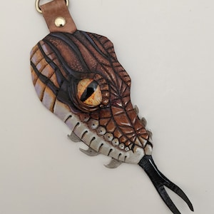 Leather snake keychain