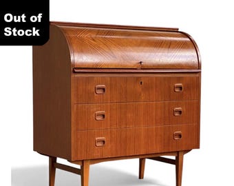 Egon Ostergaard Teak Drum Roll Secretary Desk