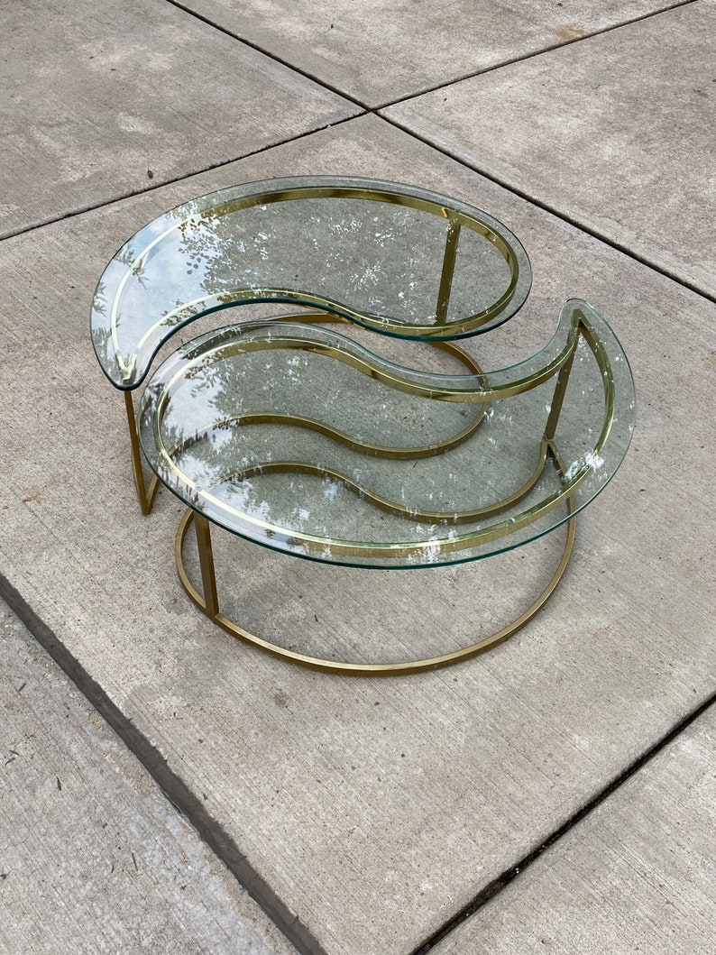 Yin Yang Brass and Glass Coffee Table - Etsy