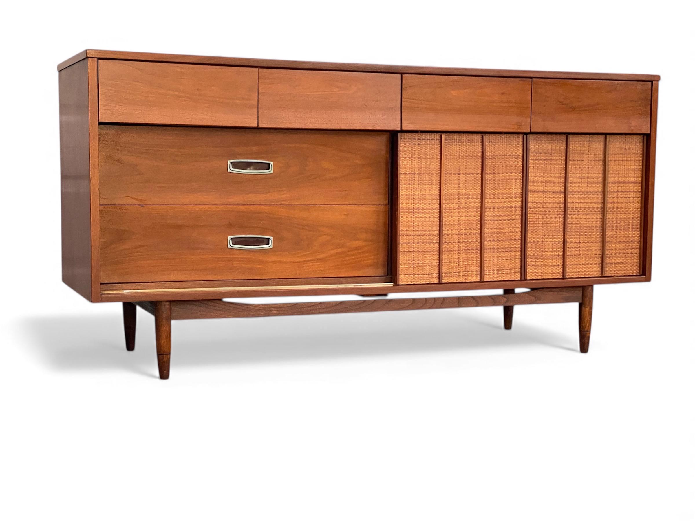 mid century modern dresser set Bergenfield Teak Wood Mid-century 6 Drawer The rich wood grain detailing adds texture and depth Mid-Century Modern Dresser - Solid