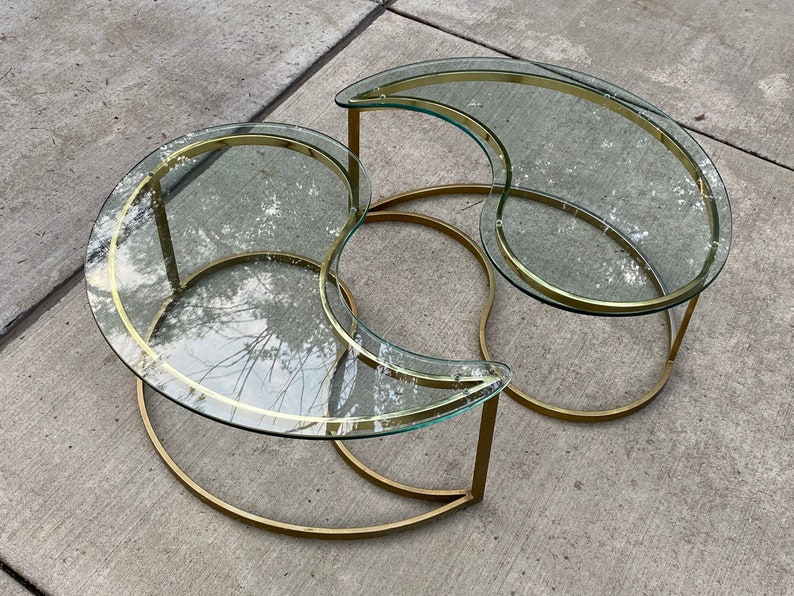 Yin Yang Brass and Glass Coffee Table - Etsy