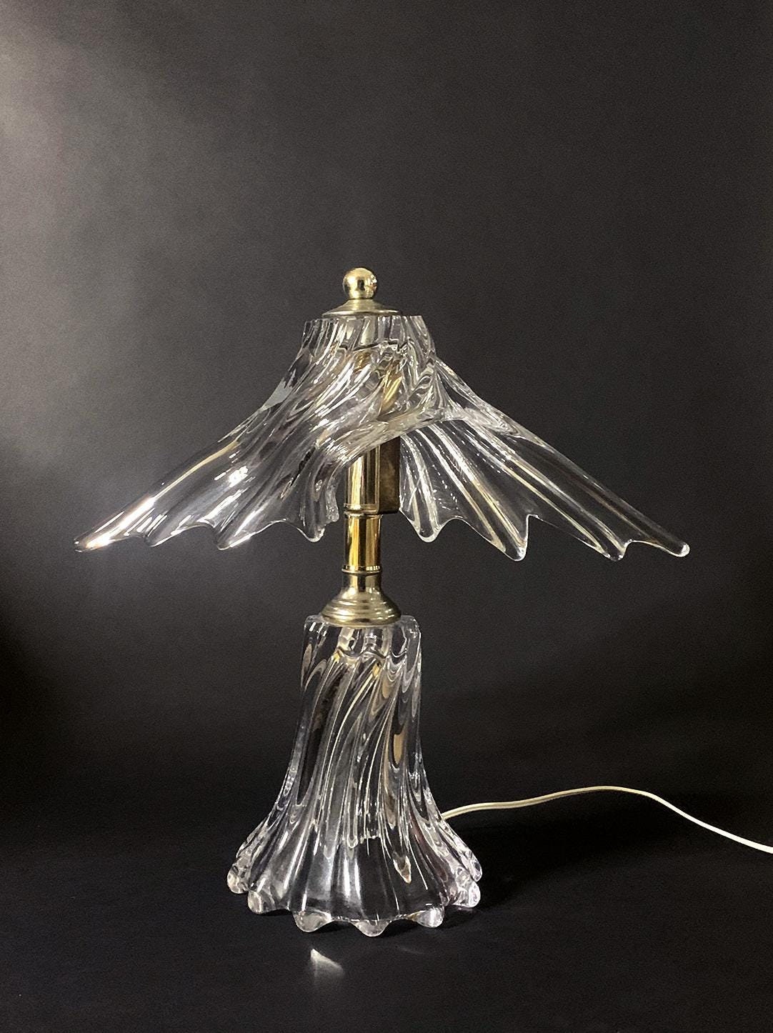 Vintage Cofrac Art Verrier French Crystal and Brass Table Lamp. Dimensions 17x7x17height