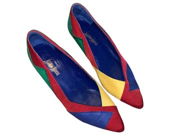 Vintage 1980s Colorblock Textured Neiman Marcus Pumps