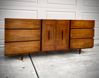 Midcentury Modern Lowboy 9 Drawer Dresser By American Of Martensville