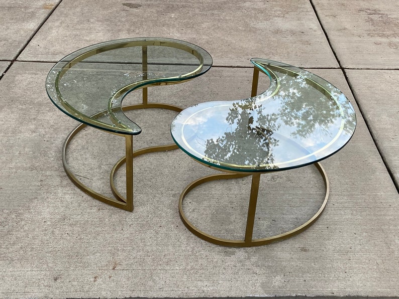 Yin Yang Brass and Glass Coffee Table - Etsy