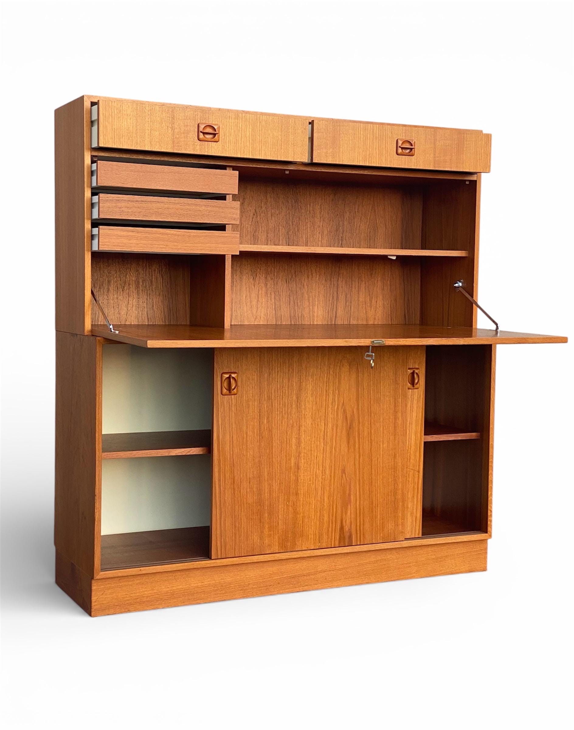 Midcentury Danish Teak Drop-down Secretary Desk Wall Unit - Etsy