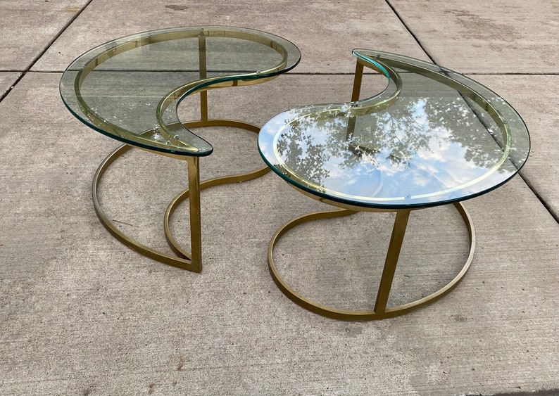 Yin Yang Brass and Glass Coffee Table - Etsy