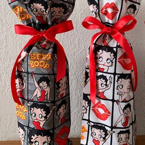 Betty Boop and Her Many Sides Wine Bottle Bags/Hostess Gift Bags for All Occasions/Gift Bags for Gourmet Oils and Vinegars/ Betty Boop Fans