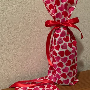 Bedazzled Hearts Wine Bottle Bags/Champagne Gift Bags/Gourmet Oils. Vinegars, Coffees, Syrups, Wrapped Cookie & Candy Bags/Candle Gift Bags