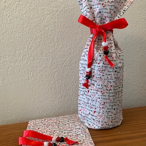 Words of Love Wine Bottle Gift Bags/Hostess Gift Bags/Gourmet Oils and Vinegars Gift Bags/Valentine Gift Bags