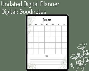 Undated Goodnotes Planner - Green Monstera