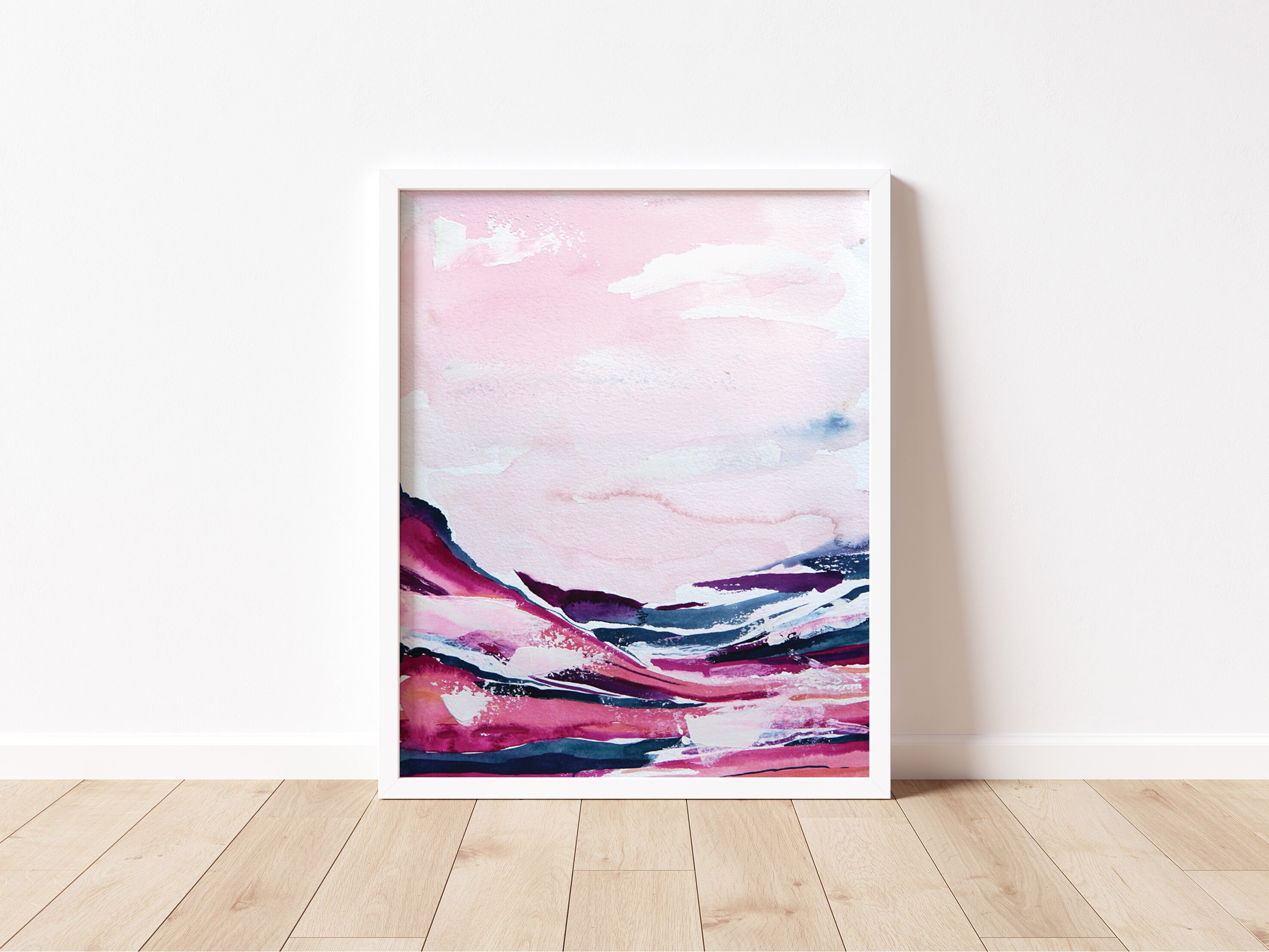 Abstract Watercolor Landscape Print Sunset Sunrise-Coastal | Etsy