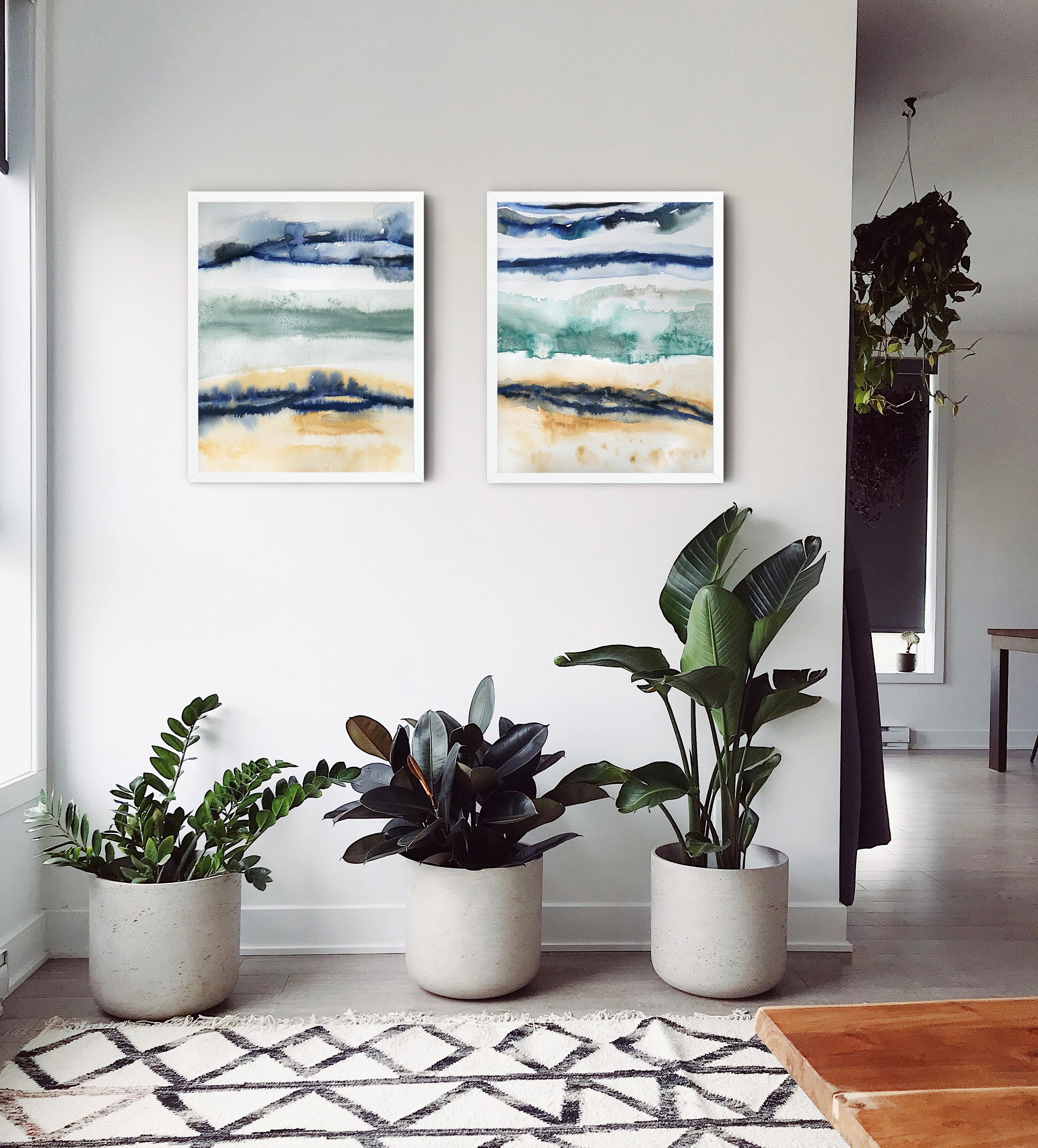 Set of 2 Abstract Prints Abstract Beach Watercolor Print Etsy