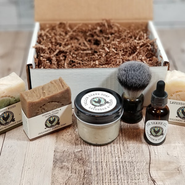 Manly Man Gift Box | Men's gift | Men's Shaving Gift | Father's Day Gift | Colorado Made | All Natural Soap | Men's Shave Soap Gift Set