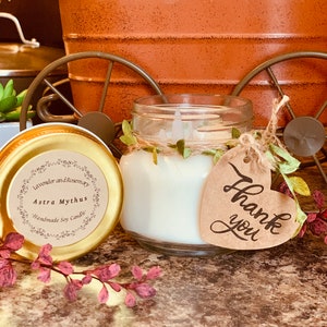 Aromatherapy/ 8Oz  Natural Soy Wax Candles/Lavender Essential Oil Infused