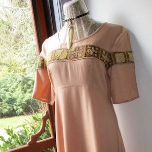 Vintage Stef'NTy Raw Silk Peach Maxi Dress image 1