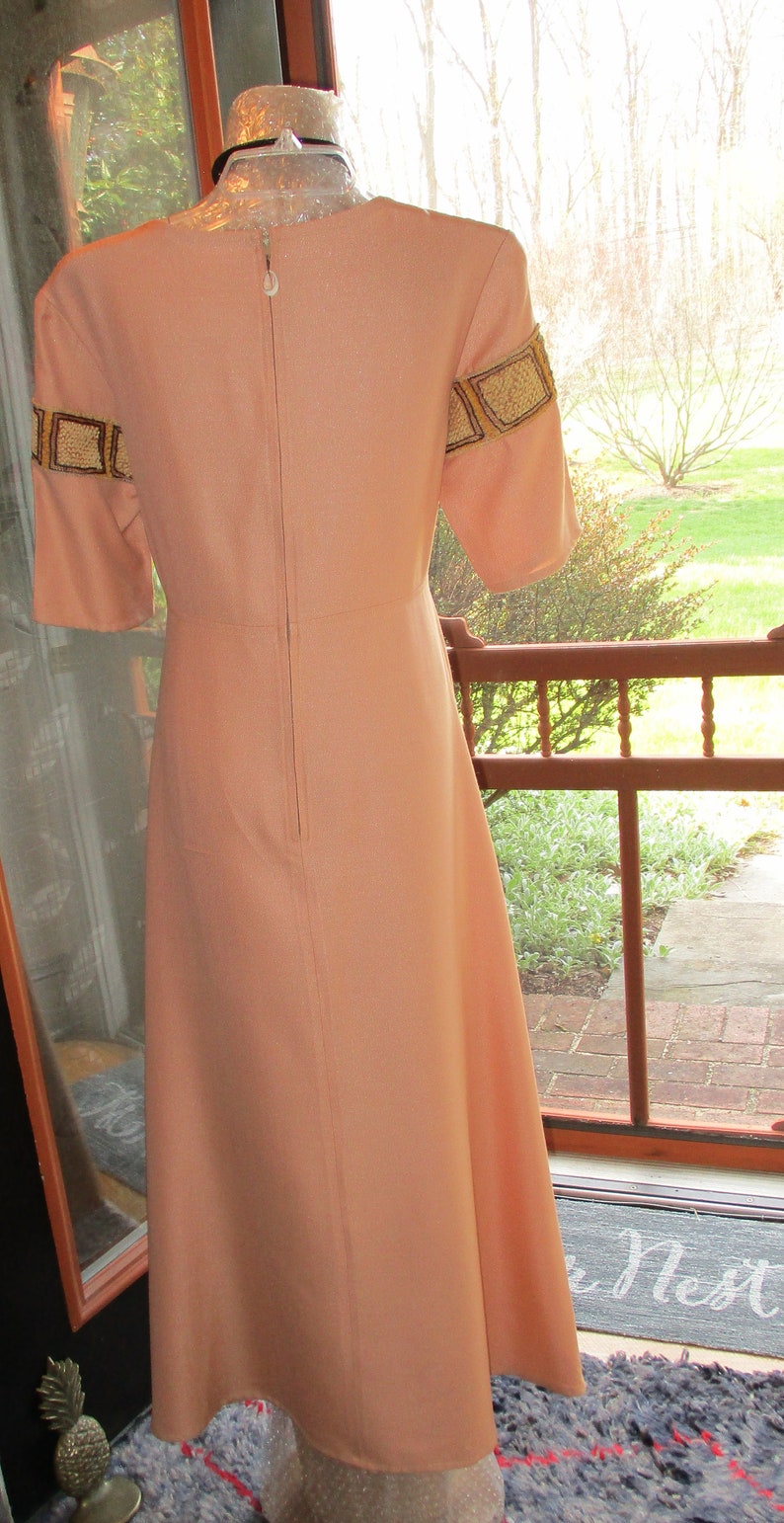 Vintage Stef'NTy Raw Silk Peach Maxi Dress image 2