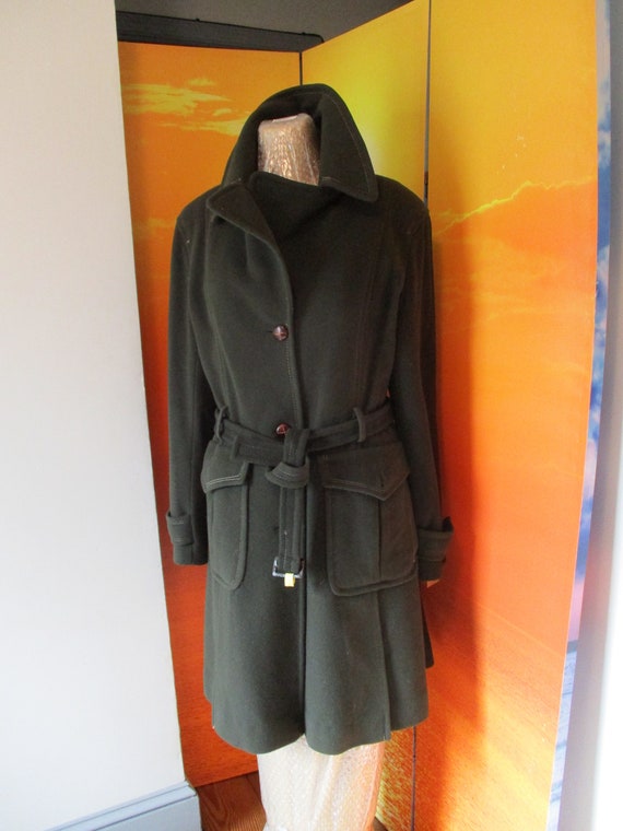 DKNY Military Styled Wool and Cashmere Blend Coat