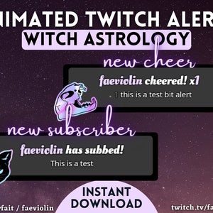 Animated Twitch ALERTS Halloween Witch Astrology Gothic Stream Panels | Witchy Tarot Magic Dark Goth Neon