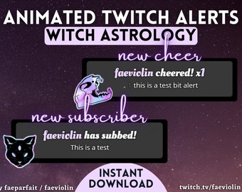 Animated Twitch ALERTS Halloween Witch Astrology Gothic Stream Panels | Witchy Tarot Magic Dark Goth Neon