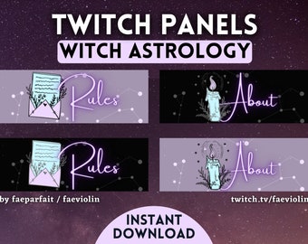 TWITCH PANELS Halloween Witch Astrology Gothic Stream Panels | Witchy Tarot Magic Dark Goth Neon