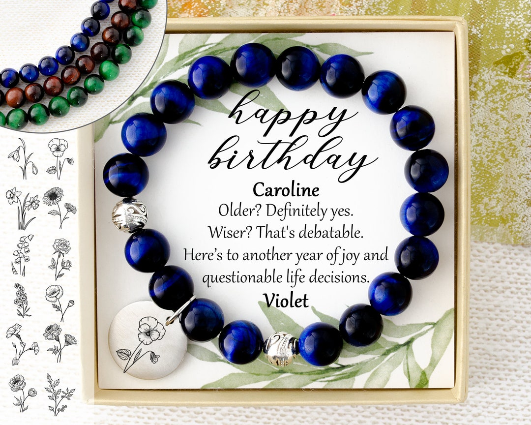 Happy Birthday Beaded Bracelet W/ Charm & Personalized Message - Etsy