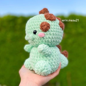 2in1 Crochet Pattern - Chubby Dino, sunflower dino, strawberry dino, dinosaur, handmade, soft toy, choco chip dino